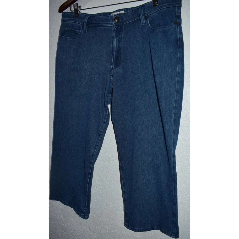Coldwater Creek 14 Natural Fit Crop Jeans Stretch Blue Denim Capri Pant 5-Pocket